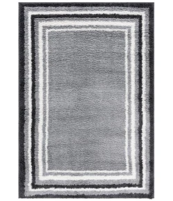 Safavieh Border & Stripe Shag BSP251 Grey / Black 5'-3" X 7'-6" Rectangle Area Rug