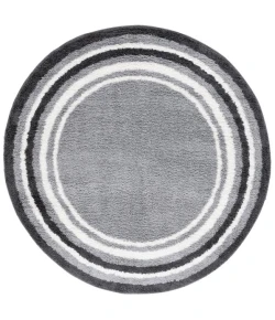 Safavieh Border & Stripe Shag BSP251 Grey / Black 6'-7" X 6'-7" Round Area Rug