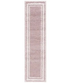 Safavieh Border & Stripe Shag BSP251 Pink / Ivory 2'-2" X 8' Runner Area Rug