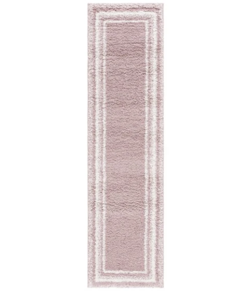 Safavieh Border & Stripe Shag BSP251 Pink / Ivory 2'-2" X 8' Runner Area Rug