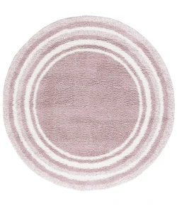Safavieh Border & Stripe Shag BSP251 Pink / Ivory 6'-7" X 6'-7" Round Area Rug
