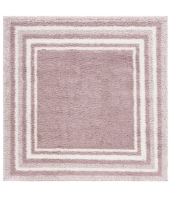 Safavieh Border & Stripe Shag BSP251 Pink / Ivory 6'-7" X 6'-7" Square Area Rug