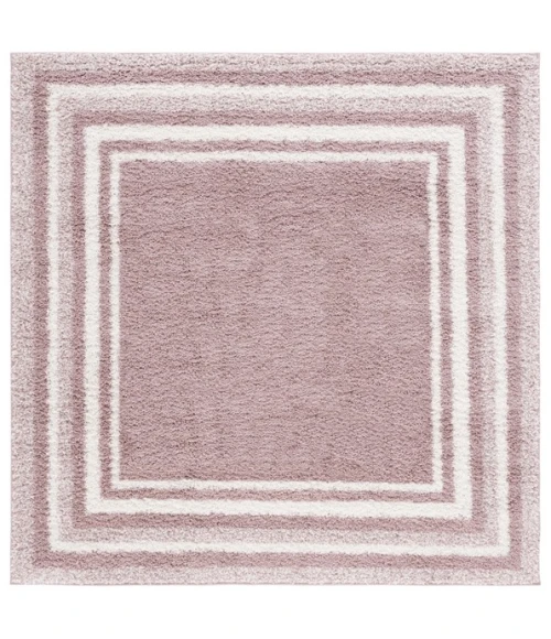 Safavieh Border & Stripe Shag BSP251 Pink / Ivory 6'-7" X 6'-7" Square Area Rug