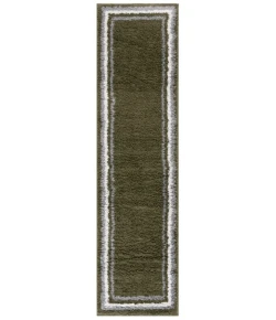 Safavieh Border & Stripe Shag BSP251 Green 2'-2" X 8' Runner Area Rug