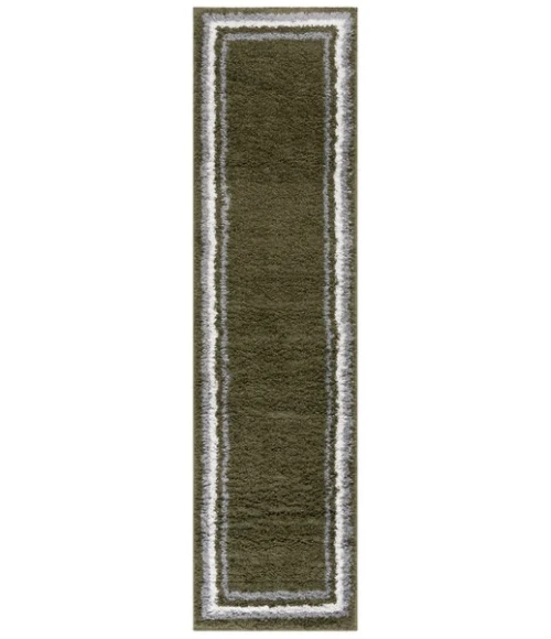 Safavieh Border & Stripe Shag BSP251 Green 2'-2" X 8' Runner Area Rug