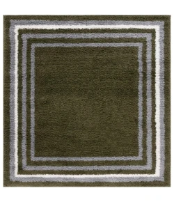 Safavieh Border & Stripe Shag BSP251 Green 6'-7" X 6'-7" Square Area Rug