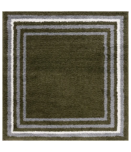 Safavieh Border & Stripe Shag BSP251 Green 6'-7" X 6'-7" Square Area Rug