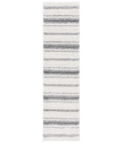 Safavieh Border & Stripe Shag BSP252 Ivory / Grey 2'-2" X 8' Runner Area Rug