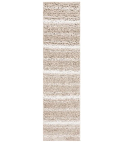 Safavieh Border & Stripe Shag BSP252 Beige / Ivory 2'-2" X 8' Runner Area Rug
