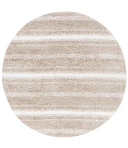 Safavieh Border & Stripe Shag BSP252 Beige / Ivory 6'-7" X 6'-7" Round Area Rug