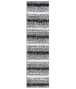 Safavieh Border & Stripe Shag BSP252 Grey / Black 2'-2" X 8' Runner Area Rug