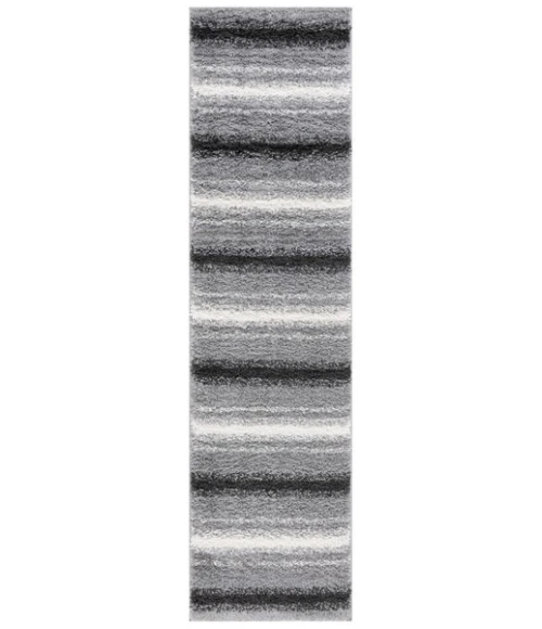Safavieh Border & Stripe Shag BSP252 Grey / Black 2'-2" X 8' Runner Area Rug