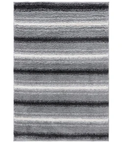 Safavieh Border & Stripe Shag BSP252 Grey / Black 4'-5" x 6'-5" Rectangle Area Rug