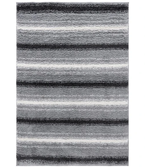 Safavieh Border & Stripe Shag BSP252 Grey / Black 4'-5" x 6'-5" Rectangle Area Rug