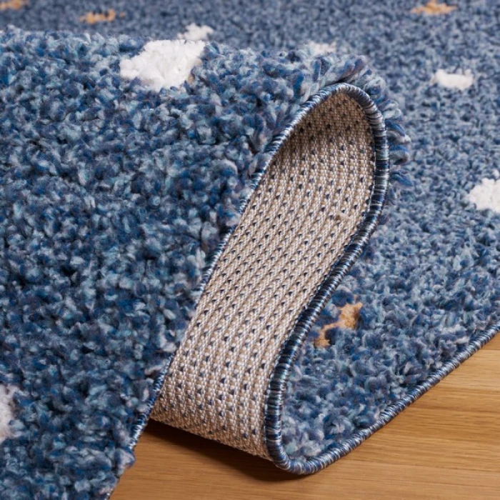 Safavieh Calico Shag Blue / Ivory CLC102 6 ft. 7 in. X 6 ft. 7 in. Square Rug