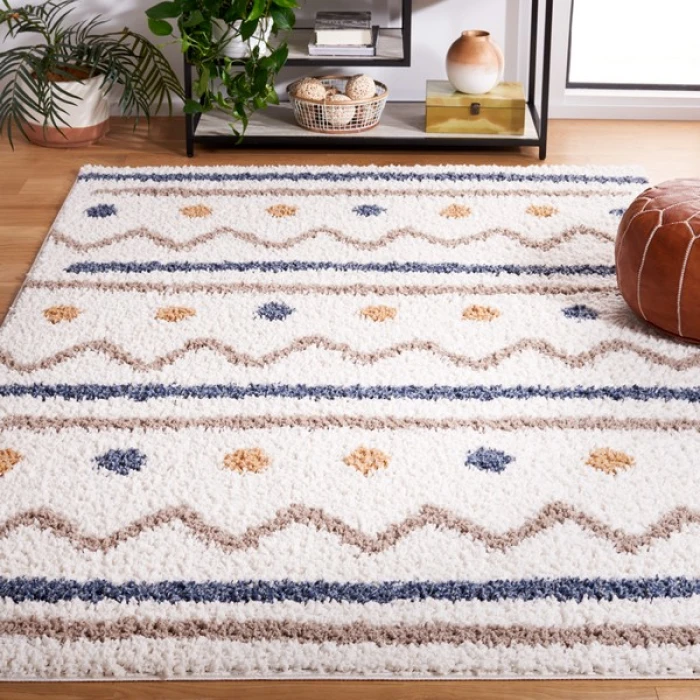 Safavieh Calico Shag Ivory / Taupe CLC106 5 ft. 3 in. X 7 ft. 6 in. Rectangle Rug
