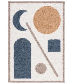 Safavieh Calico Shag Ivory / Blue CLC114 5 ft. 3 in. X 7 ft. 6 in. Rectangle Rug