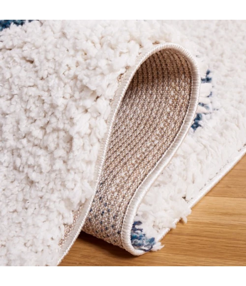 Safavieh Calico Shag Ivory / Blue CLC118 6 ft. 7 in. X 6 ft. 7 in. Round Rug