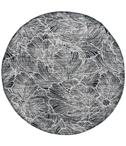 Safavieh Ebony Black / Ivory EBN101 6 ft. X 6 ft. Round Rug