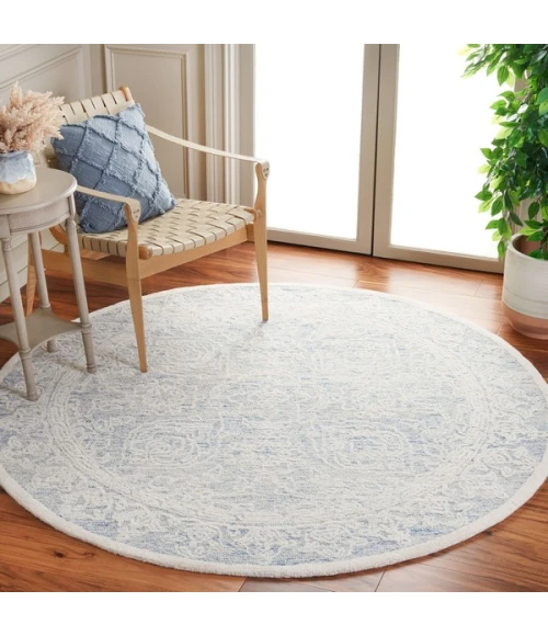Safavieh Ebony Blue / Ivory EBN102 6 ft. X 6 ft. Round Rug
