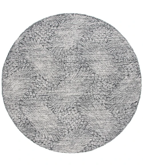 Safavieh Ebony Black / Ivory EBN105 6 ft. X 6 ft. Round Rug