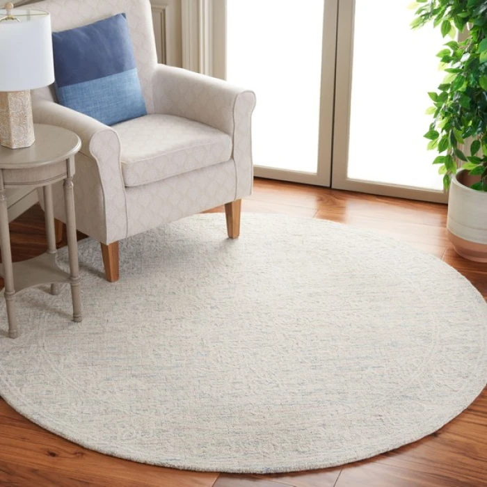 Safavieh Ebony Light Grey / Ivory EBN113 6 ft. X 6 ft. Round Rug