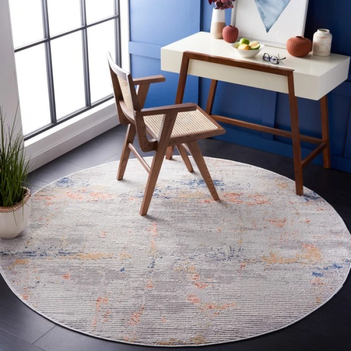 Safavieh Eternal Grey / Gold ETL212 6 ft. 7 in. X 6 ft. 7 in. Round Rug