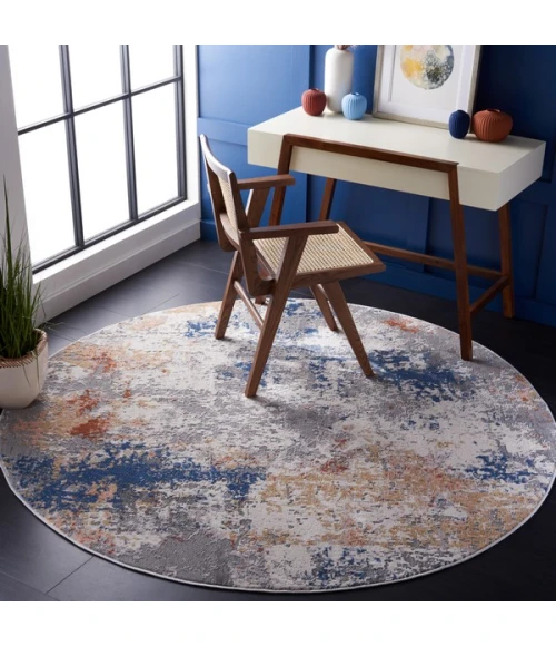 Safavieh Eternal Grey / Blue Gold ETL228 6 ft. 7 in. X 6 ft. 7 in. Round Rug