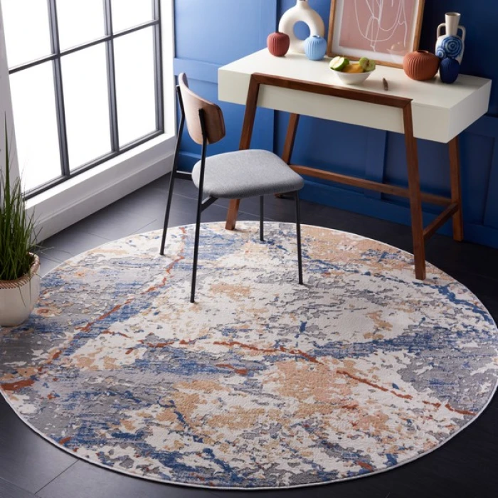 Safavieh Eternal Grey / Blue Gold ETL230 6 ft. 7 in. X 6 ft. 7 in. Round Rug