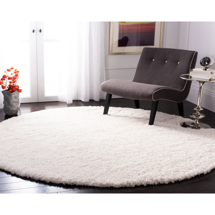 Safavieh Fontana Shag  Ivory FNT800 5 ft. 3 in. X 5 ft. 3 in. Round Rug