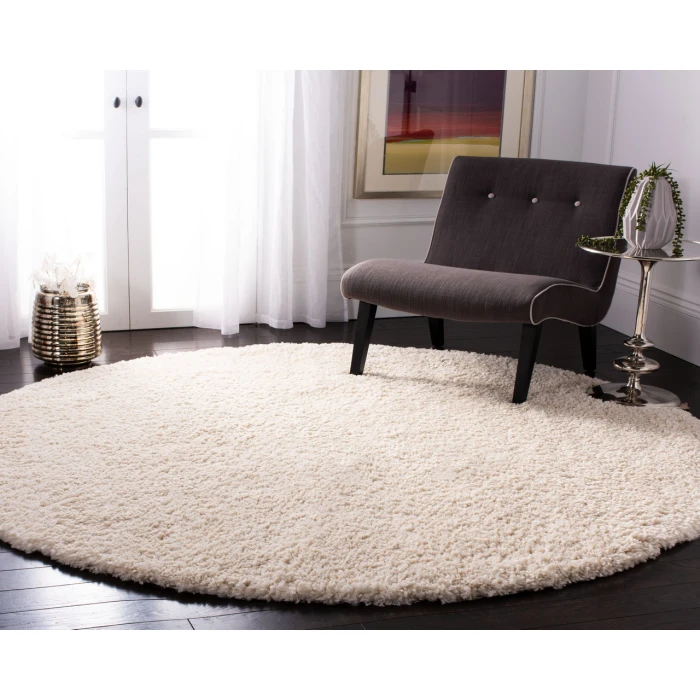 Safavieh Fontana Shag  Creme FNT800 5 ft. 3 in. X 5 ft. 3 in. Round Rug