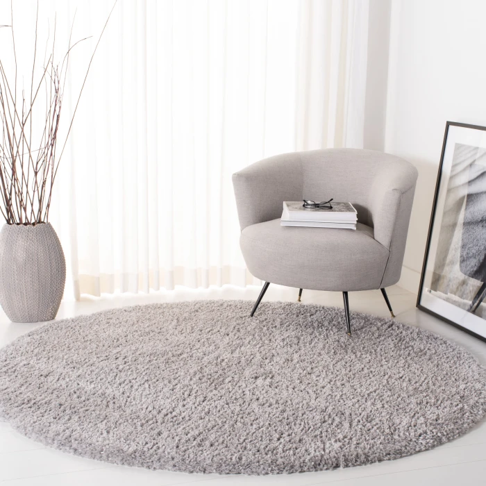 Safavieh Fontana Shag  Grey FNT800 6 ft. 7 in. X 6 ft. 7 in. Round Rug