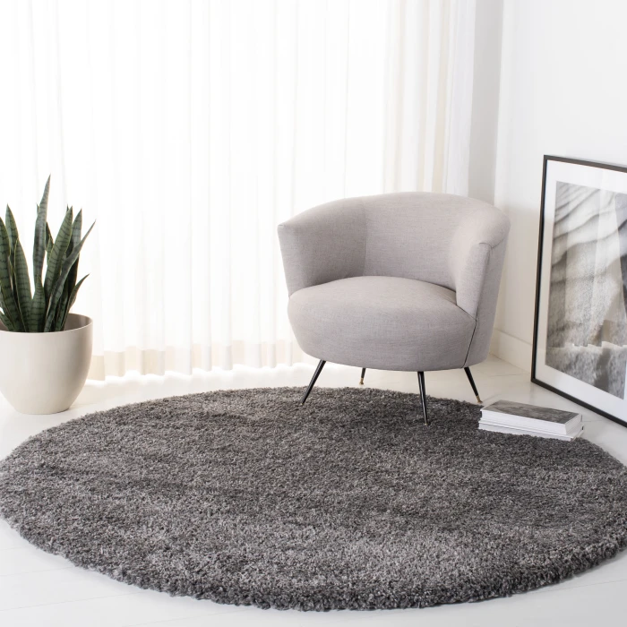 Safavieh Fontana Shag  Silver FNT800 6 ft. 7 in. X 6 ft. 7 in. Round Rug