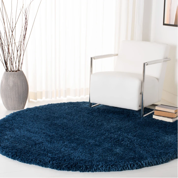 Safavieh Fontana Shag  Blue FNT800 6 ft. 7 in. X 6 ft. 7 in. Round Rug