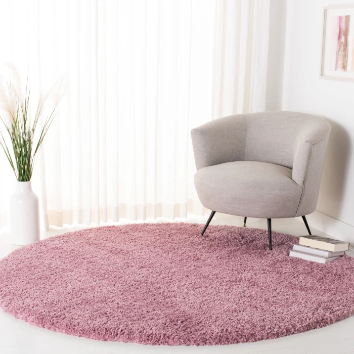 Safavieh Fontana Shag  Pink FNT800 6 ft. 7 in. X 6 ft. 7 in. Round Rug