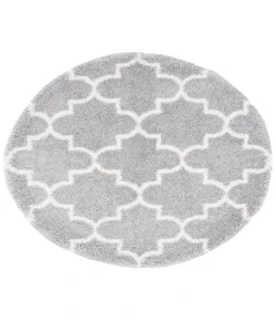Safavieh Fontana Shag  Grey / Cream FNT818 6 ft. 7 in. X 6 ft. 7 in. Round Rug