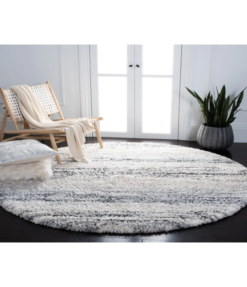 Safavieh Fontana Shag  Ivory / Grey FNT842 8 ft. X 8 ft. Round Rug