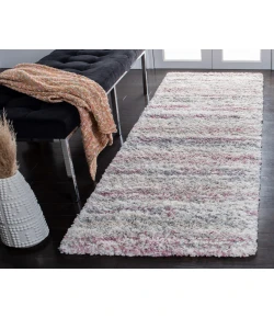 Safavieh Fontana Shag  Ivory / Pink FNT842 2 ft. 3 in. X 6 ft. Runner Rug