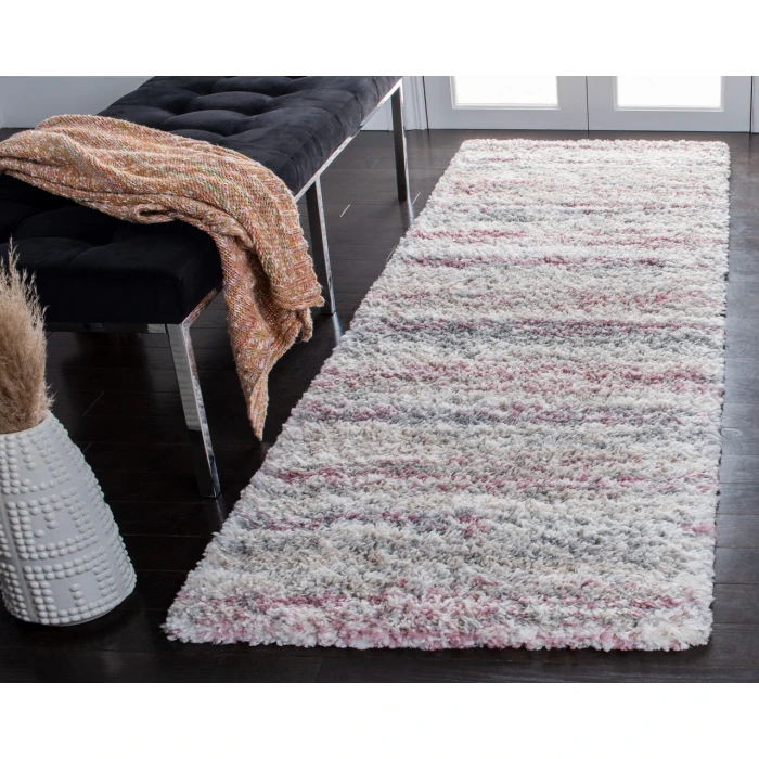 Safavieh Fontana Shag  Ivory / Pink FNT842 2 ft. 3 in. X 4 ft. Accent Rug