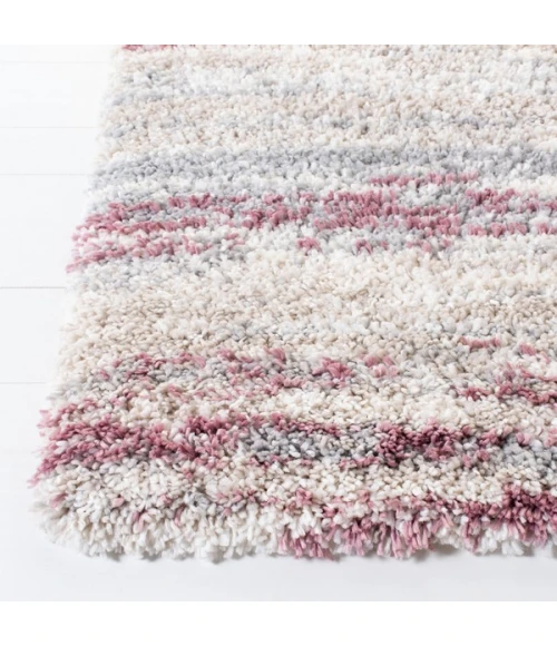 Safavieh Fontana Shag  Ivory / Pink FNT842 2 ft. 3 in. X 12 ft. Runner Rug