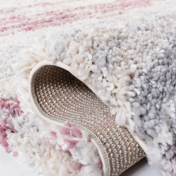 Safavieh Fontana Shag  Ivory / Pink FNT842 6 ft. 7 in. X 6 ft. 7 in. Round Rug