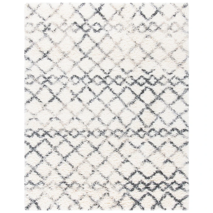 Safavieh Fontana Shag  Ivory / Grey FNT845 6 ft. 7 in. X 9 ft. Rectangle Rug