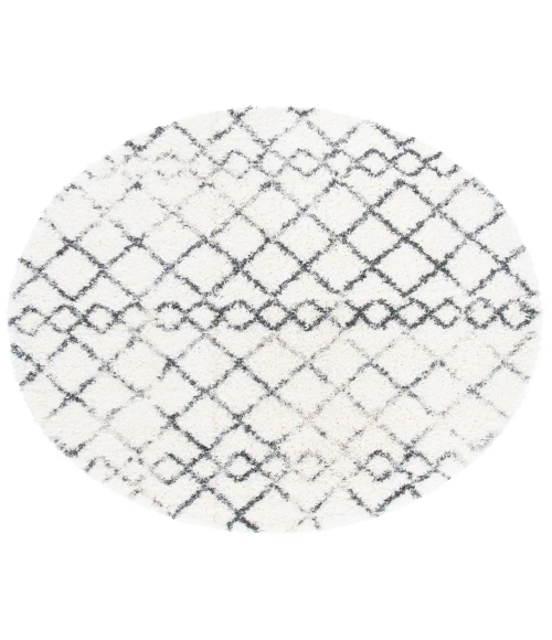 Safavieh Fontana Shag  Ivory / Grey FNT845 6 ft. 7 in. X 6 ft. 7 in. Round Rug