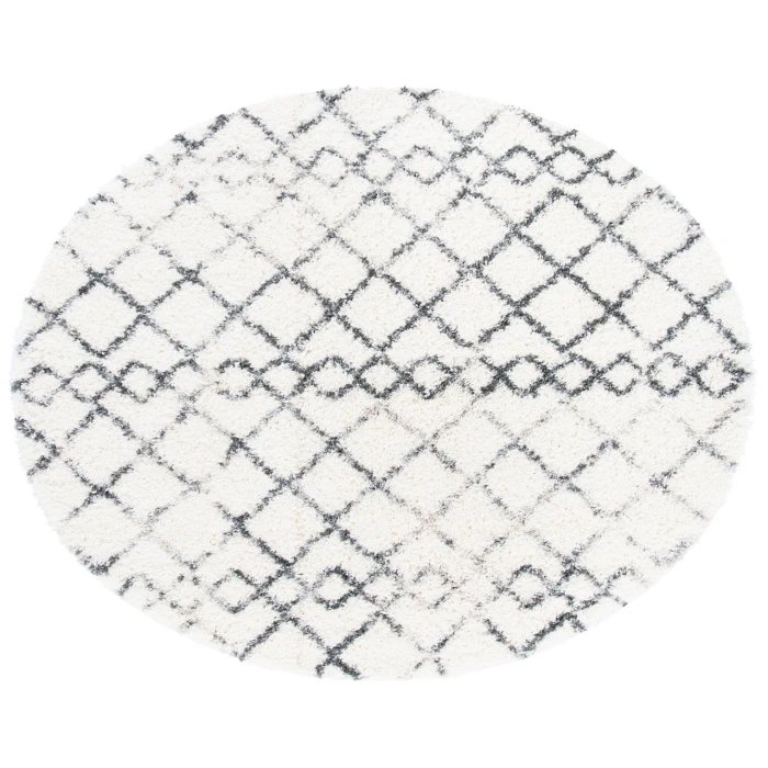 Safavieh Fontana Shag  Ivory / Grey FNT845 6 ft. 7 in. X 6 ft. 7 in. Round Rug