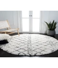 Safavieh Fontana Shag  Ivory / Grey FNT845 6 ft. 7 in. X 6 ft. 7 in. Round Rug