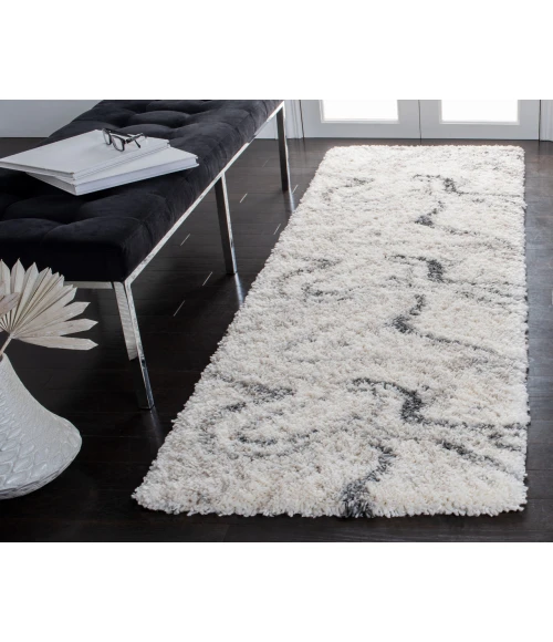 Safavieh Fontana Shag  Ivory / Grey FNT848 4 ft. X 4 ft. Square Rug