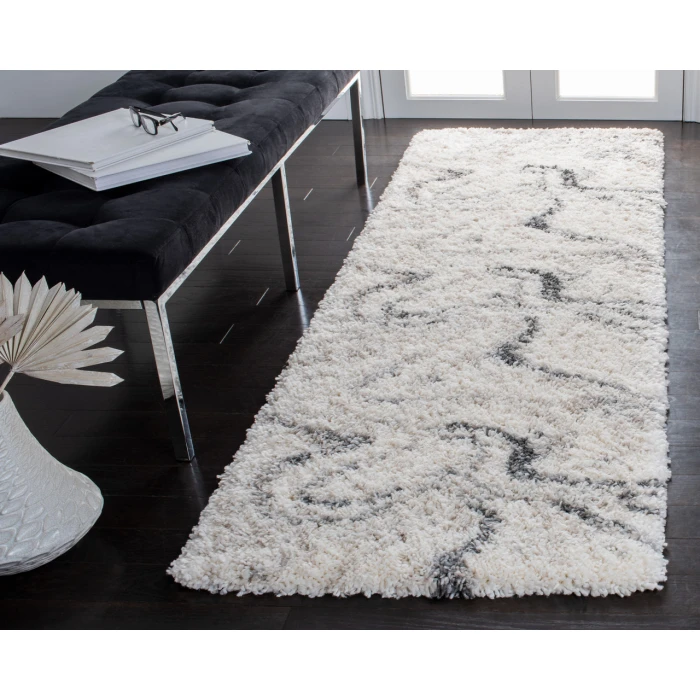 Safavieh Fontana Shag  Ivory / Grey FNT848 2 ft. X 3 ft. Accent Rug