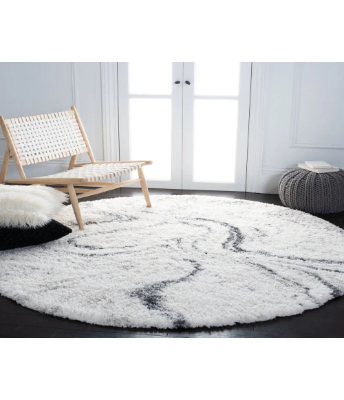 Safavieh Fontana Shag  Ivory / Grey FNT848 10 ft. X 10 ft. Round Rug