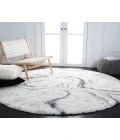 Safavieh Fontana Shag  Ivory / Grey FNT848 6 ft. 7 in. X 6 ft. 7 in. Round Rug