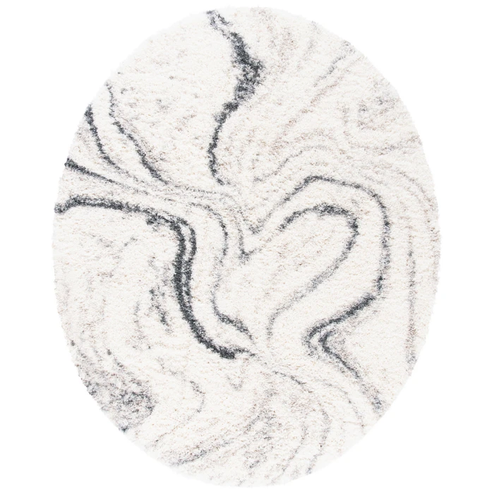 Safavieh Fontana Shag  Ivory / Grey FNT848 6 ft. 7 in. X 6 ft. 7 in. Round Rug